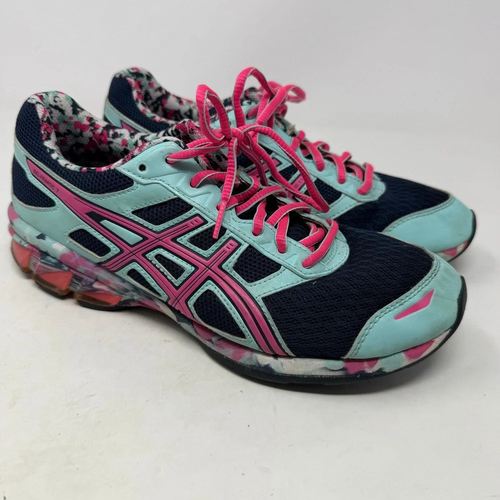 ASICS Gel-Frantic 7 Womens Running Shoes Navy Blue Pink T3A6Q Size 8.5